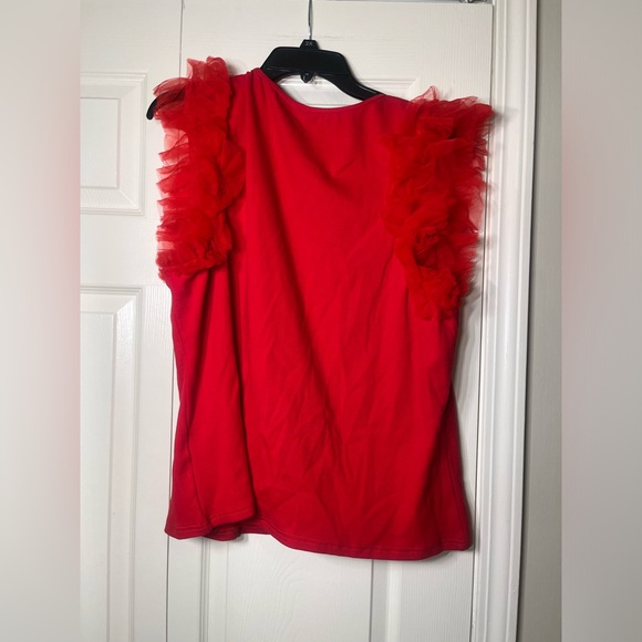 Anthropologie Dolan Left Coast DOLAN Tulle Sleeve Tank Top Red - Picture 7 of 8